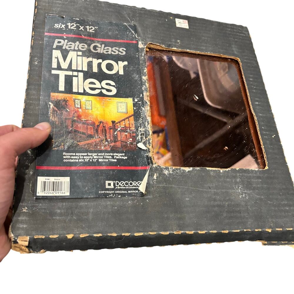 Vintage Set 5 Rose Bronze Mirror Tiles Panels Plate Glass Mirror 12x12” 1988